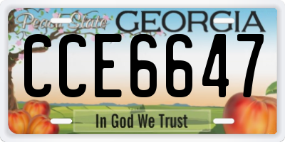 GA license plate CCE6647