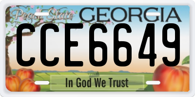 GA license plate CCE6649