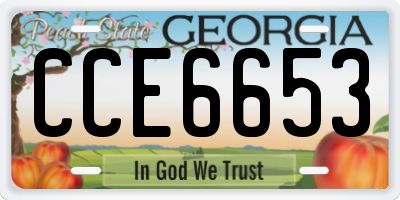 GA license plate CCE6653