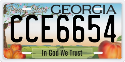 GA license plate CCE6654