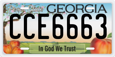GA license plate CCE6663