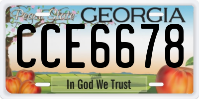 GA license plate CCE6678
