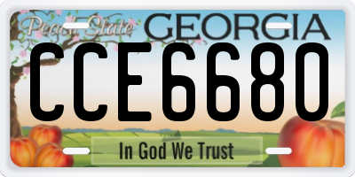 GA license plate CCE6680
