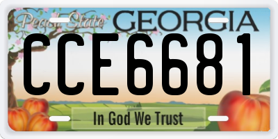 GA license plate CCE6681