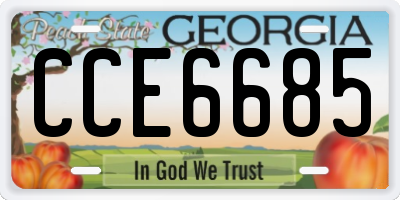GA license plate CCE6685
