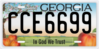 GA license plate CCE6699