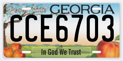 GA license plate CCE6703