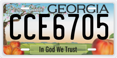 GA license plate CCE6705