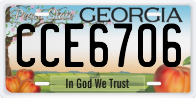 GA license plate CCE6706