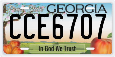 GA license plate CCE6707