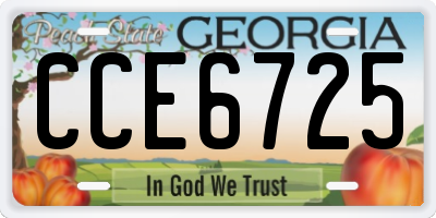 GA license plate CCE6725