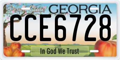 GA license plate CCE6728