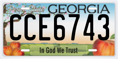 GA license plate CCE6743