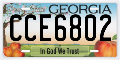 GA license plate CCE6802