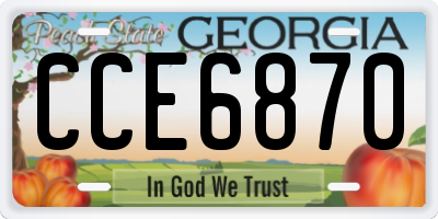 GA license plate CCE6870