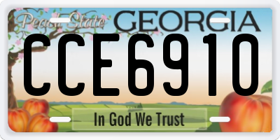 GA license plate CCE6910