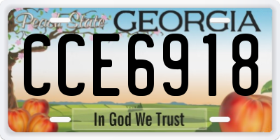 GA license plate CCE6918
