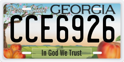 GA license plate CCE6926