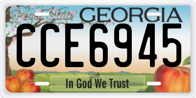 GA license plate CCE6945