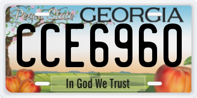 GA license plate CCE6960