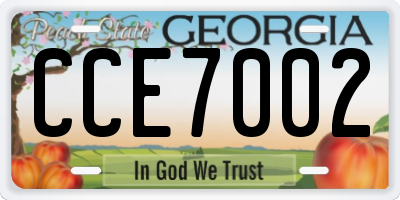 GA license plate CCE7002