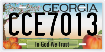 GA license plate CCE7013
