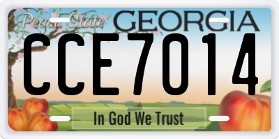 GA license plate CCE7014