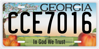 GA license plate CCE7016