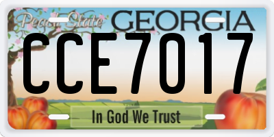 GA license plate CCE7017