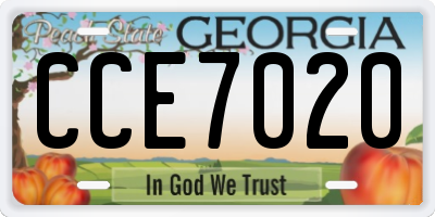 GA license plate CCE7020