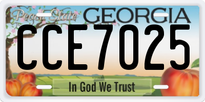 GA license plate CCE7025