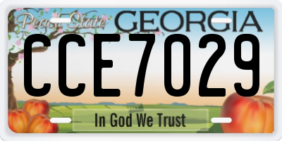 GA license plate CCE7029