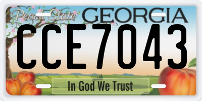 GA license plate CCE7043