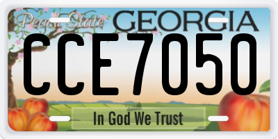 GA license plate CCE7050