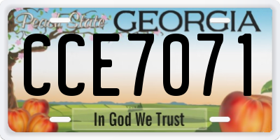 GA license plate CCE7071