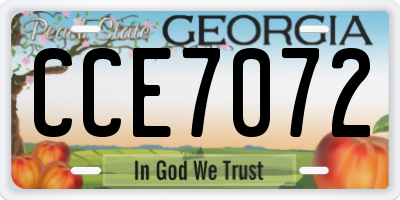 GA license plate CCE7072