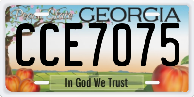 GA license plate CCE7075
