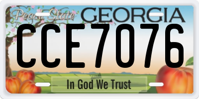 GA license plate CCE7076