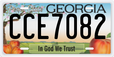 GA license plate CCE7082