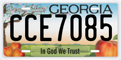 GA license plate CCE7085