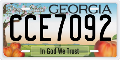 GA license plate CCE7092