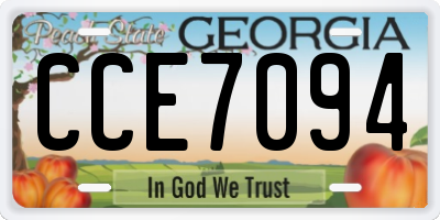 GA license plate CCE7094