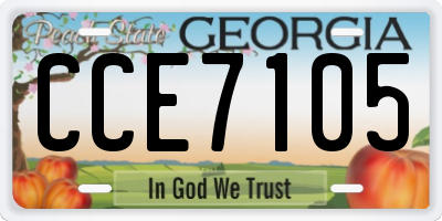 GA license plate CCE7105