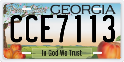 GA license plate CCE7113