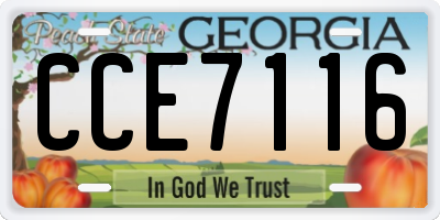 GA license plate CCE7116