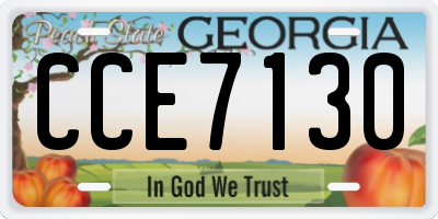 GA license plate CCE7130
