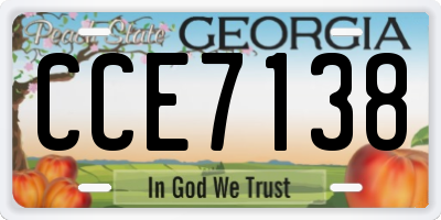 GA license plate CCE7138