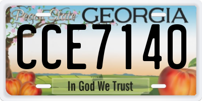 GA license plate CCE7140