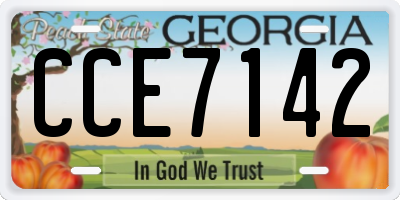 GA license plate CCE7142