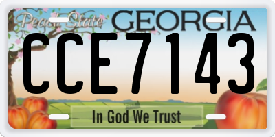 GA license plate CCE7143